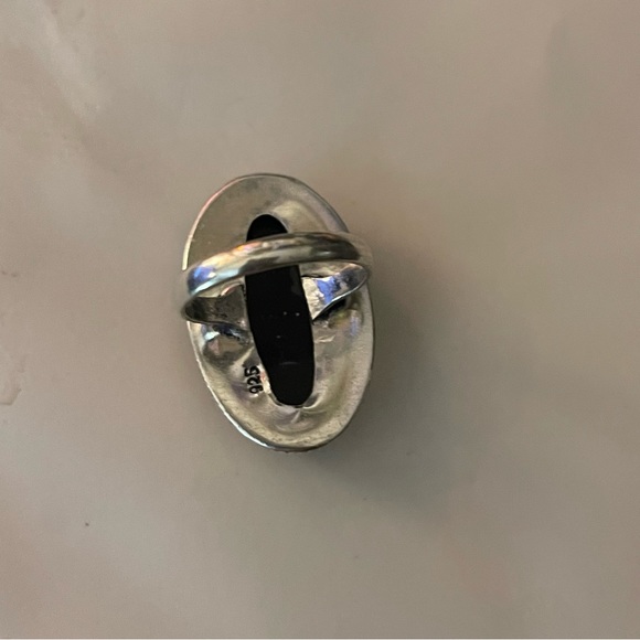 New Artisan Rare Natural Ammolite 925 Sterling Silver Oval Root Chakra Ring - Picture 10 of 13